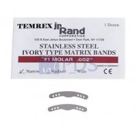 Stainless Steel Ivory Type Matrix Bands, 12/Pkg - #1 Molar Narrow .002
